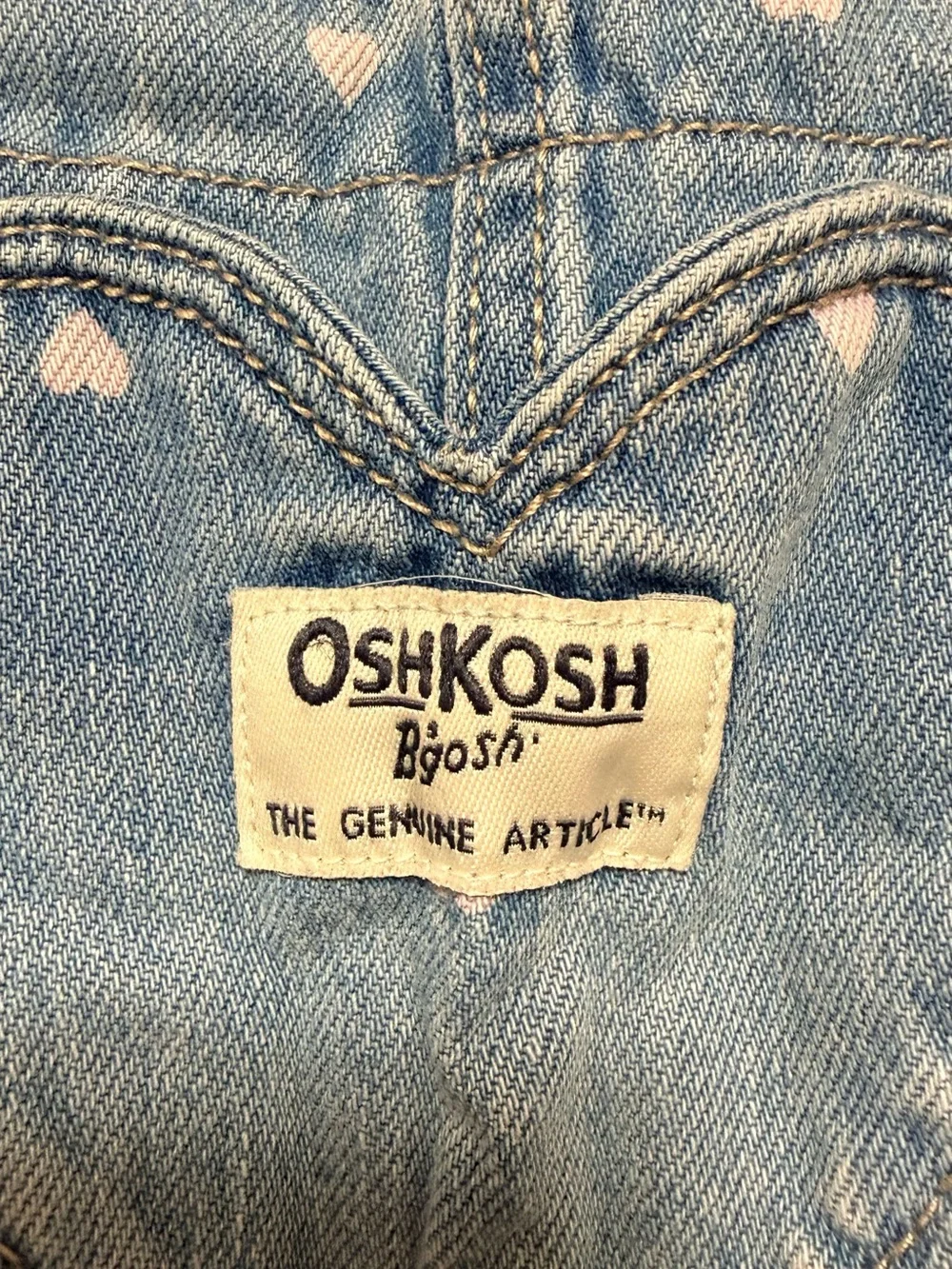 OshKosh B'gosh Light Blue Denim Heart-Print Overalls